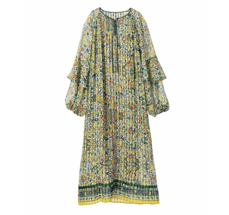 MUVEIL ペルシアンプリントプリーツワンピース