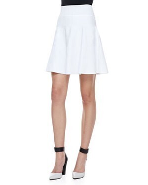 milly Ribbed Knit Fit & Flare Skirt