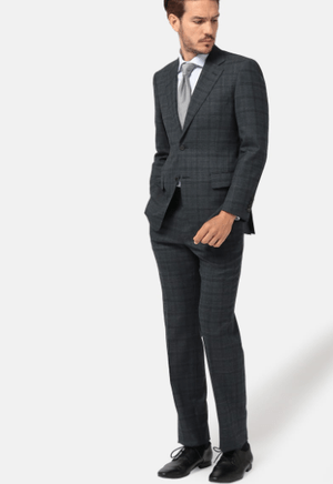 Aquascutum ブルーメランジチェックスーツ