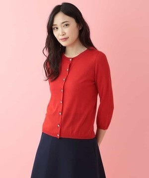TARA JARMON 【定番】MERINOS 煌めくビジューボタンカーディガン IMPORTED【洗える】