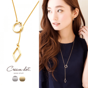 cream dot ループネックレス