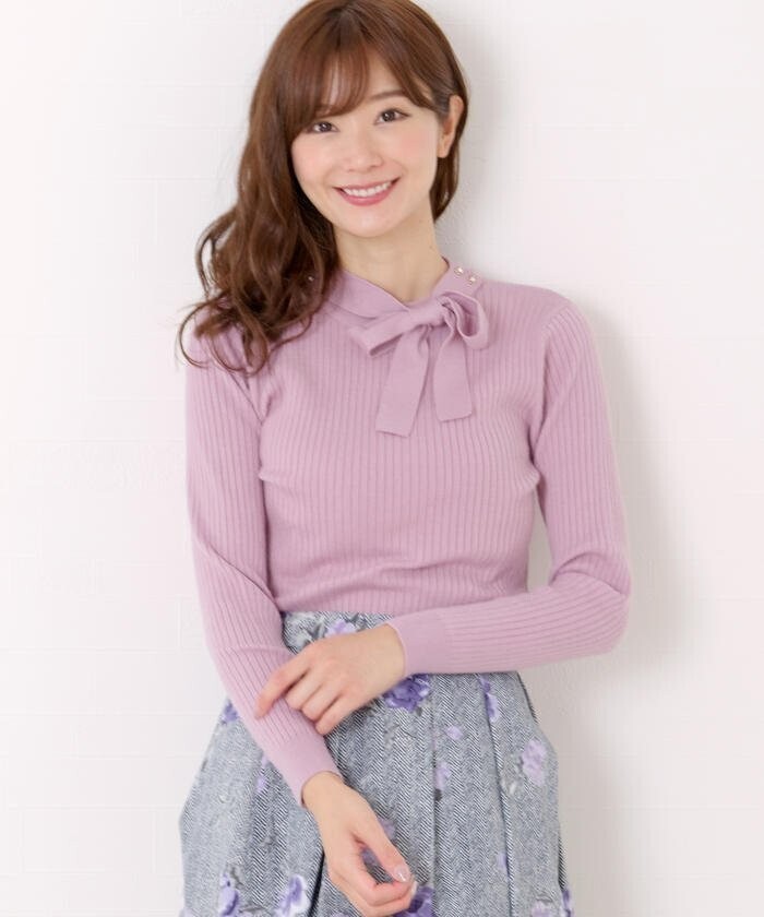 MISCH MASCH ボトルネックボウタイ付きニット