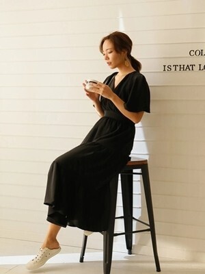LADYMADE フリンジフレアスリーブカシュクールOP