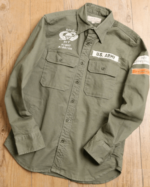 AVIREX LS WOVEN WAPPEN US ARMY SHIRTS ワッペンアーミーシャツ