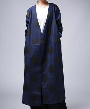 antiqua ドットデニムロングジャケット
