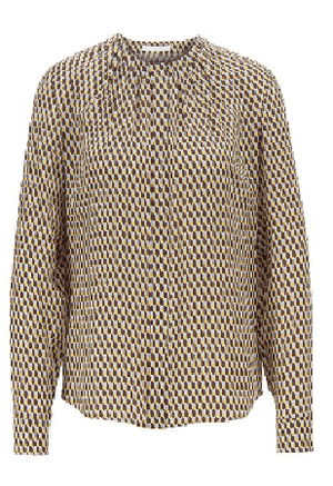 HUGO BOSS Silk blouse with retro-inspired print and gathered neckline
