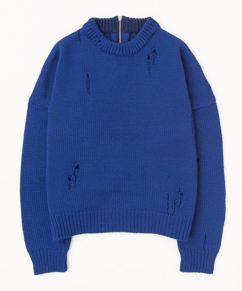 VICTIM DAMAGE KNIT ダメージバックジップニット