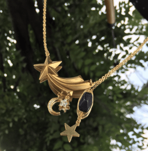 Brooklyn Charm ブルーサンドストーン×流れ星クリスタルムーンロングネックレス(3780J0111)