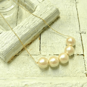 trim 【t-826N】trim / 5粒コットンパールネックレス