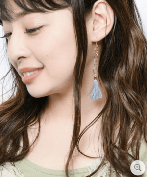 GOLDY 1190301 B オーストリッチフェザー ロングチェーン ピアス ブルー