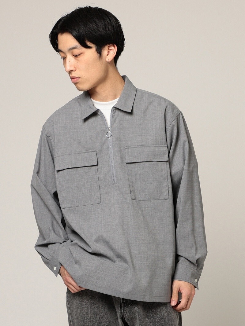 BEAMS MEN ハーフジップ シャツ