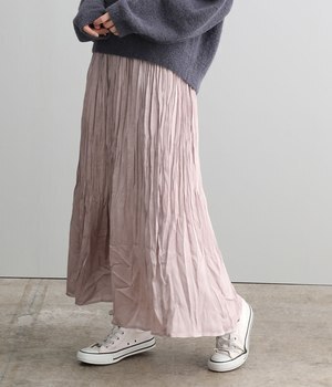 SALON adam et rope' サテン楊柳プリーツスカート