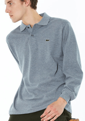 LACOSTE 長袖 リブ カラ-シャツ L1313 (杢・長袖)