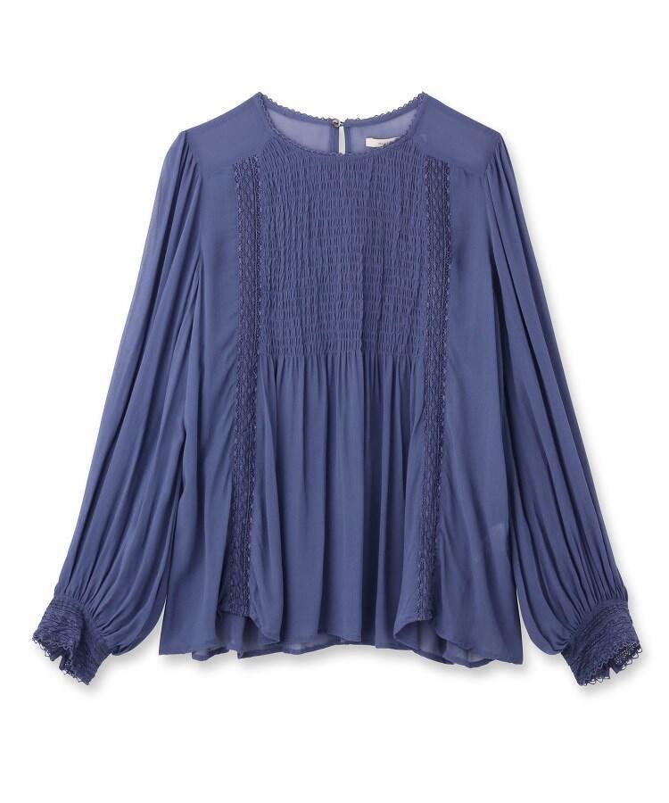 anatelier シフォンシャーリングレースブラウス