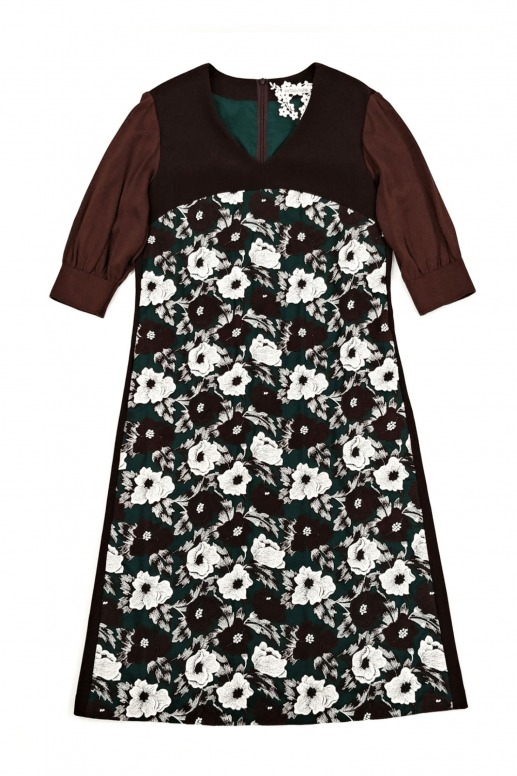 setaichiro Contrast Flower Lace Dress