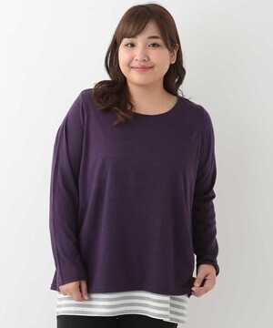 eur3 バックシャンデザインボーダーレイヤードカットソー