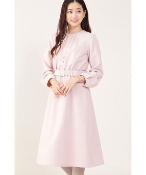 NATURAL BEAUTY ダブルクロスベルト付フレアワンピース