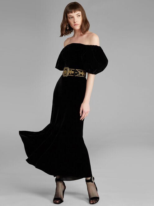 ETRO ベルベット ロングドレス