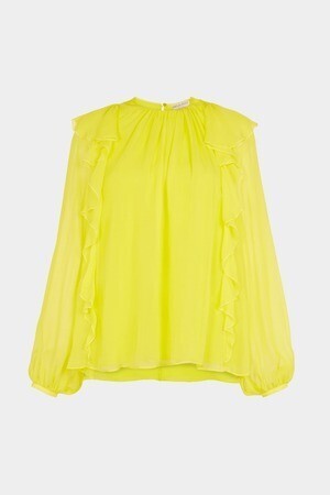 Emilio Pucci Yellow Ruffle Silk Blouse
