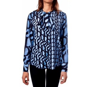 Desigual Blusa Desigual, Camisa Desigual Mujer, Azul Negro Logomania