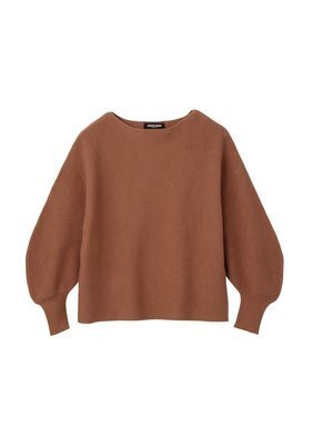 ANGELIEBE スリーブコンシャスボートネックもっちりニット