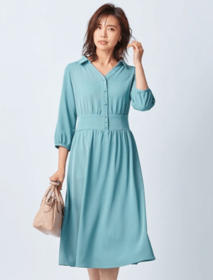 Otto FABIA for work style FABIA/【608962】/抜け衿Vネックワンピース