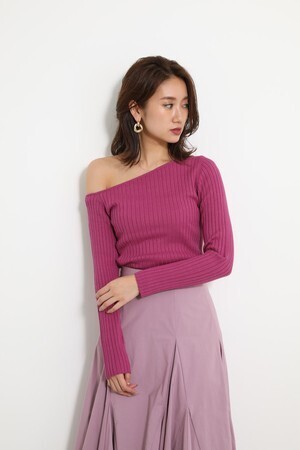 rienda ワンショルダーknit TOP