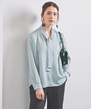 UNITED ARROWS ジオメトリックプリント ボウタイ ブラウス