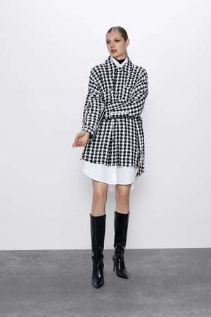 ZARA チェック柄ツイードジャケット