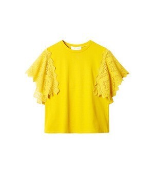 LE CIEL BLEU Lace Panel Sleeve Tops