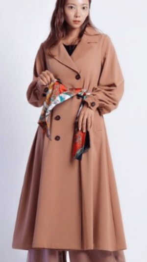 LADYMADE スカーフベルトツイルフレアトレンチコート