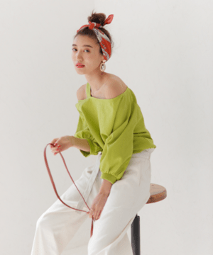 LADYMADE アシメギャザースリーブブラウス