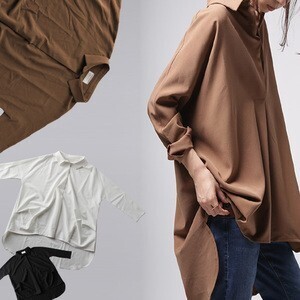 antiqua サイドのタックでドレープ美しい洗練スタイルを。タックデザインシャツ