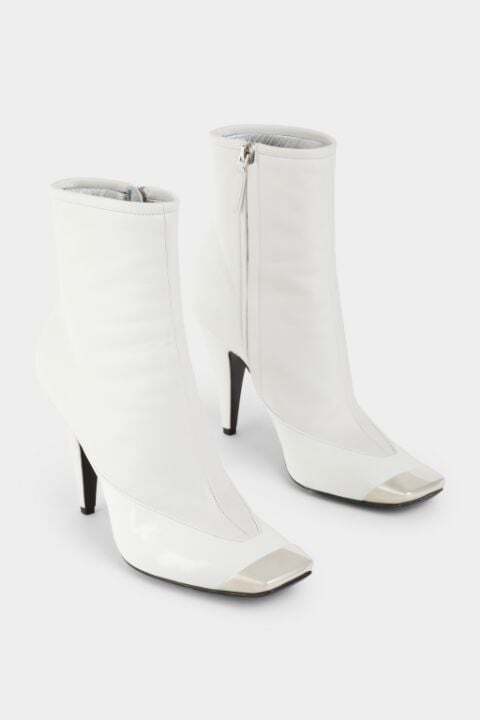 Emilio Pucci White Square Toe Leather Boots