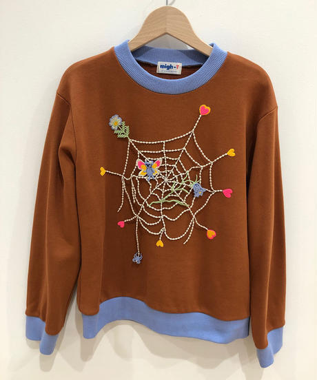 migh-T クモの巣刺繍のスウェット
