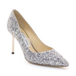 JIMMY CHOO Platinum Mix ペイント加工コースグリッターファブリック・ポインテッド トゥ パンプス 　ROMY 85
