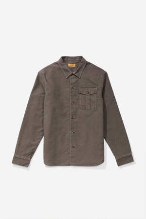 SATURDAYS NEW YORK CITY Broome Moleskin Long Sleeve Shirt Taupe