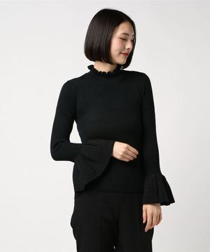 rienda グリッターフリルニットトップス