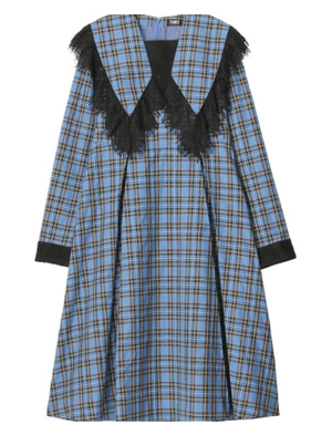 PAMEO POSE Big Collar Plaid Dress