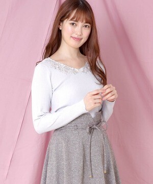 MISCH MASCH 配色刺しゅうVリブニット