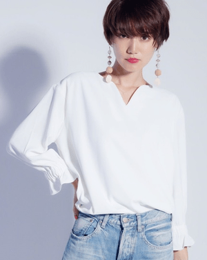 LADYMADE スラッシュカラージョーゼットブラウス