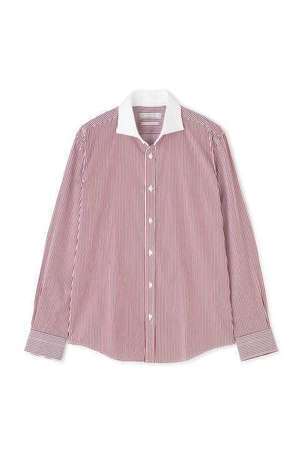 HIGH STREET サテンストライプクレリックカッタウェイシャツ