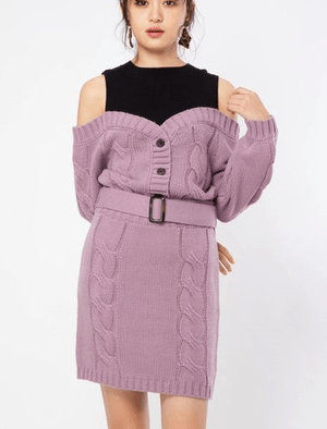 CECIL McBEE ドッキングニットミニワンピース
