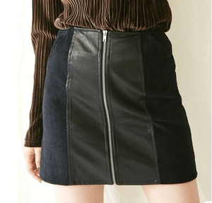 EVRIS フェイクレザーコンビミニスカート