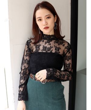 MURUA ハイネックレースロンT