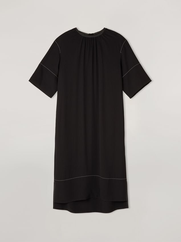 MARNI クレープアンヴェールサテン ドレス コントラストステッチ