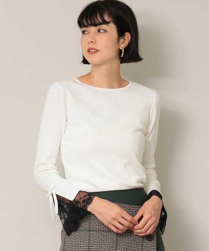 EPOCA THE SHOP リボンレースニットプルオーバー