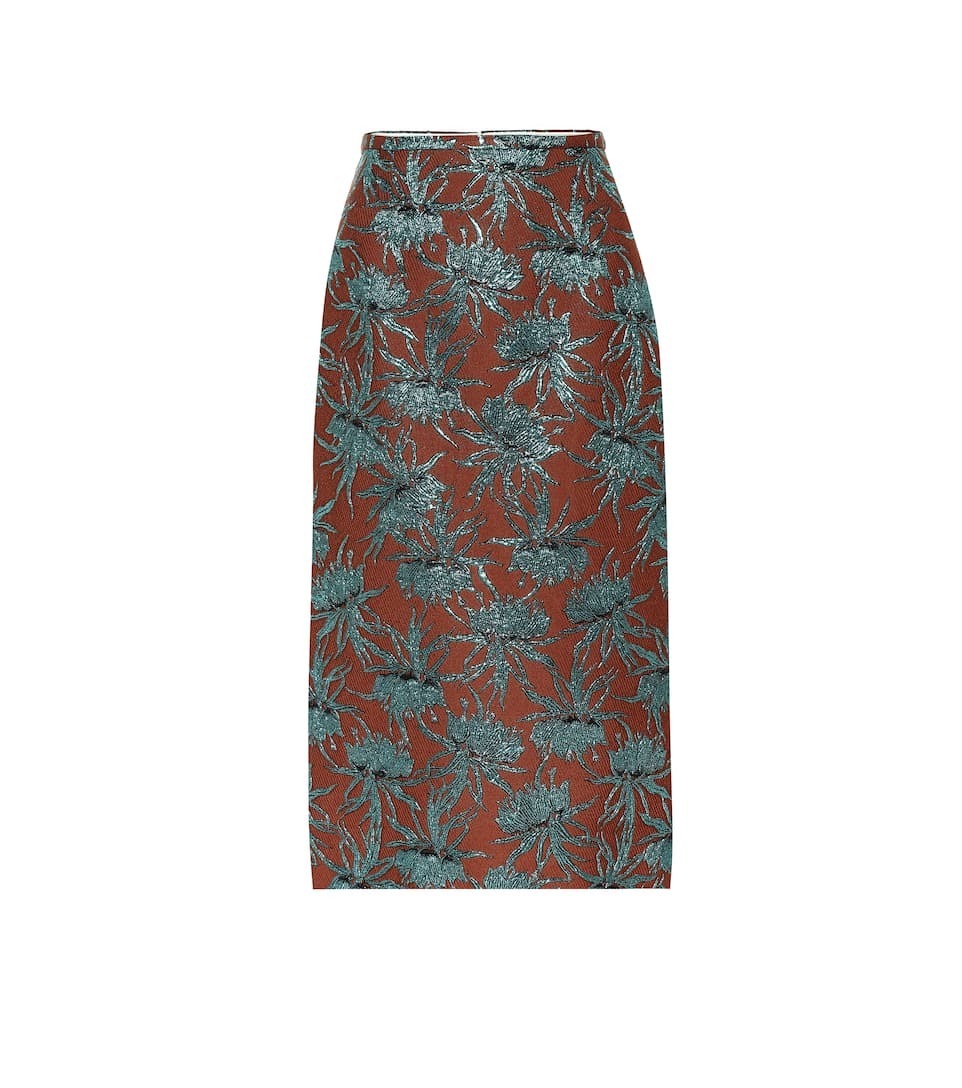 ROCHAS Oncidium floral pencil skirt
