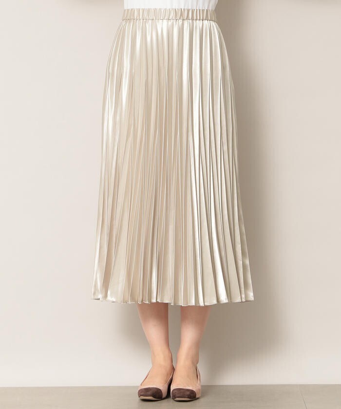 EPOCA THE SHOP カラーサテンプリーツスカート