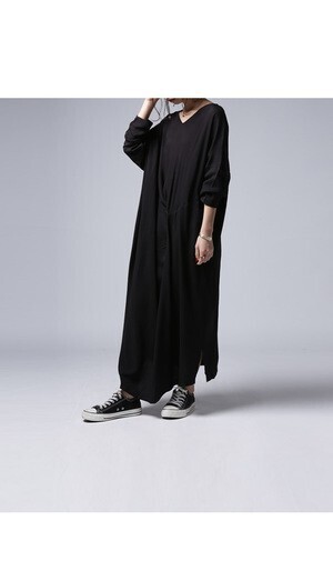 antiqua 変形ドレープワンピ